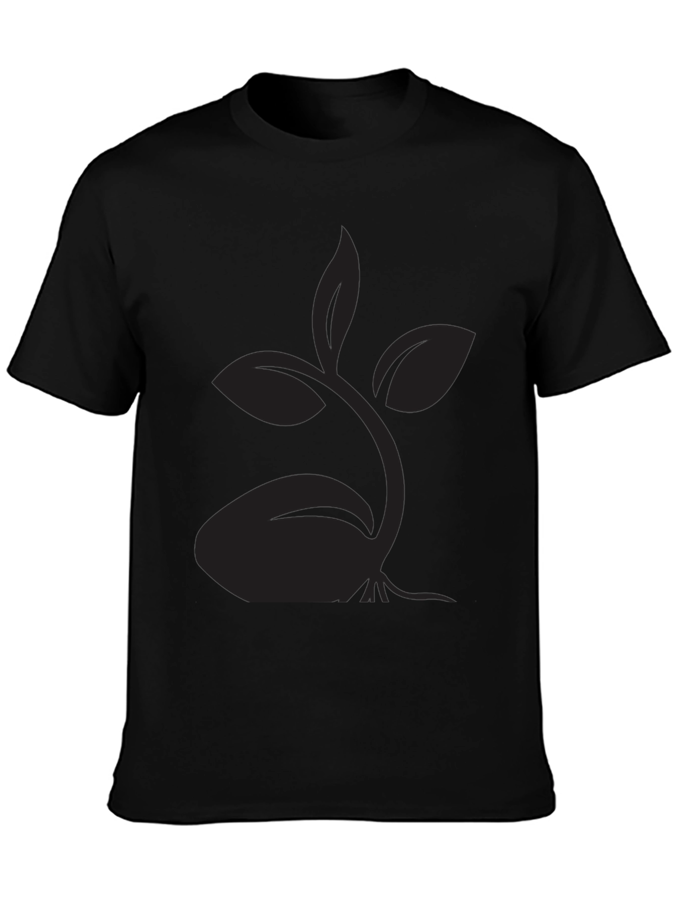 Black T-Shirt with Sprout Design