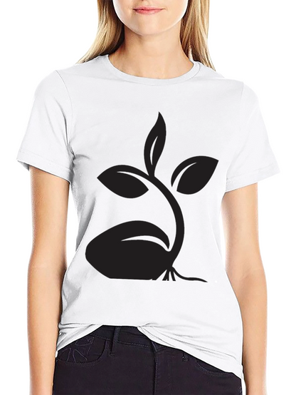 Black T-Shirt with Sprout Design