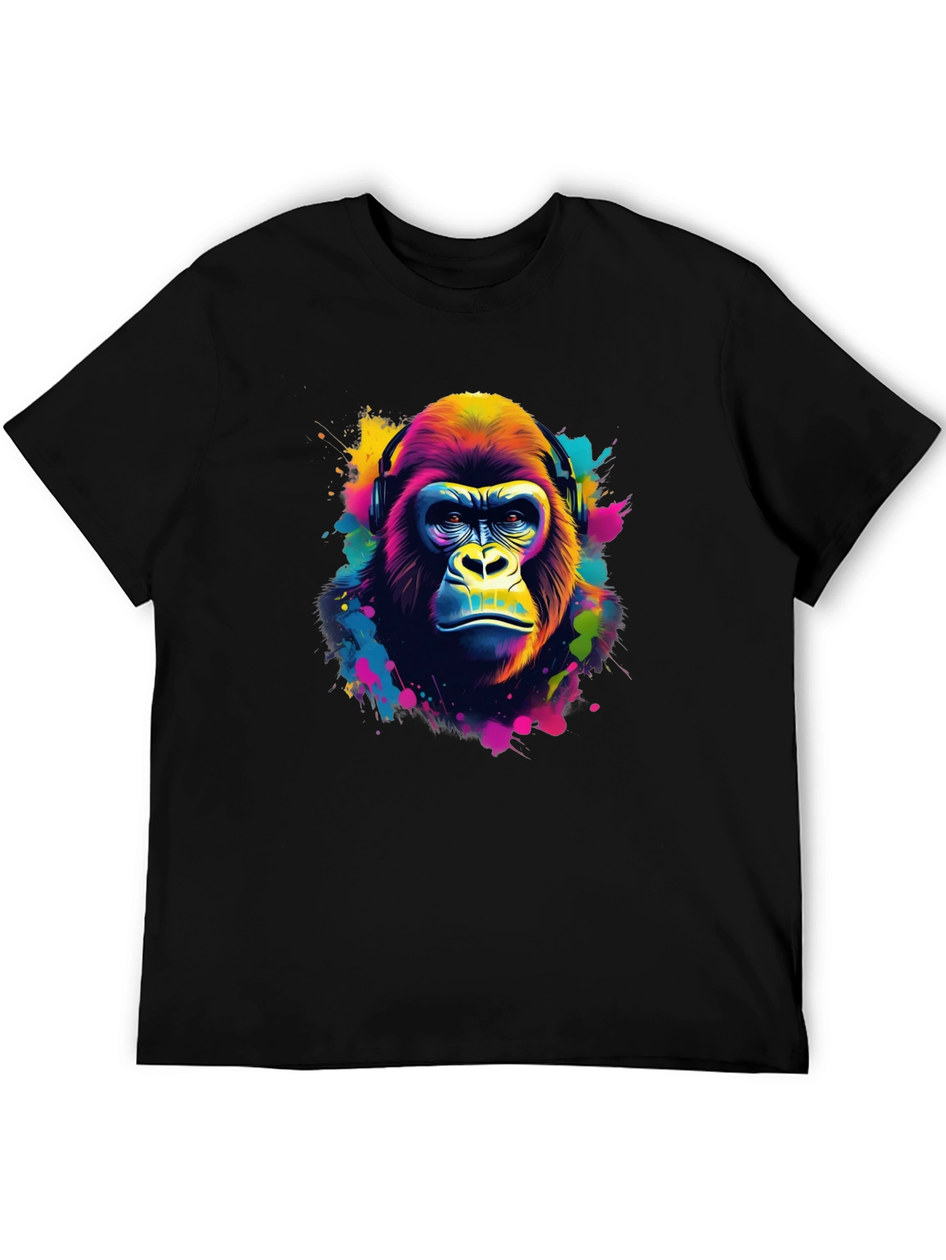 Vibrant Gorilla Headphone Graphic Tee - Black