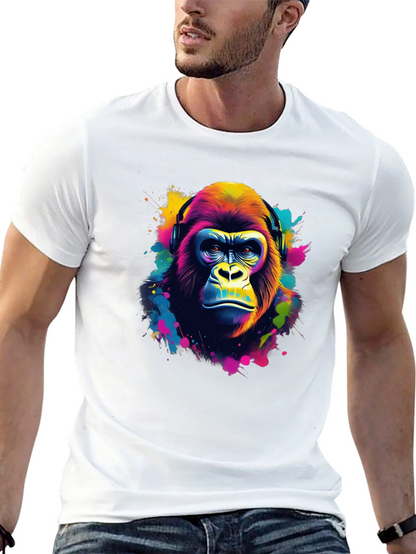 Vibrant Gorilla Headphone Graphic Tee - Black