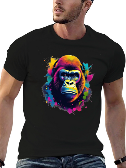 Vibrant Gorilla Headphone Graphic Tee - Black