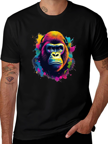 Vibrant Gorilla Headphone Graphic Tee - Black