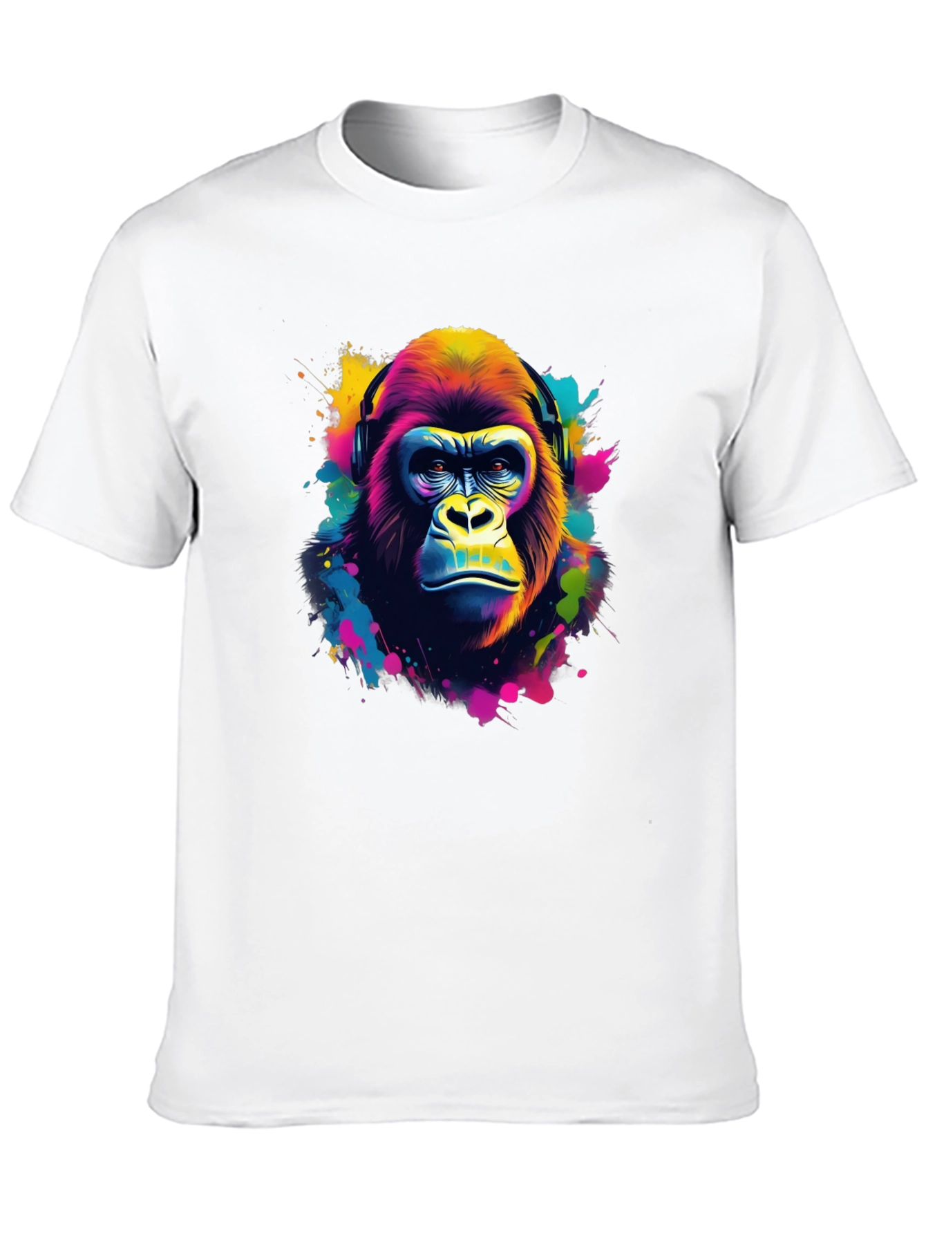 Vibrant Gorilla Headphone Graphic Tee - Black