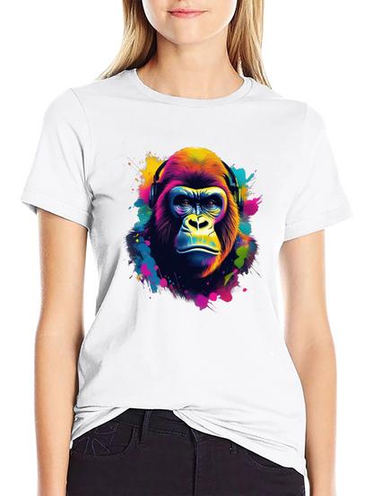 Vibrant Gorilla Headphone Graphic Tee - Black