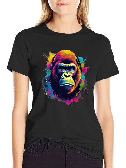 Vibrant Gorilla Headphone Graphic Tee - Black