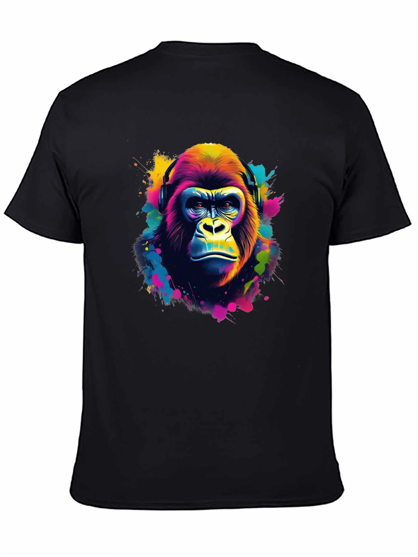 Vibrant Gorilla Headphone Graphic Tee - Black
