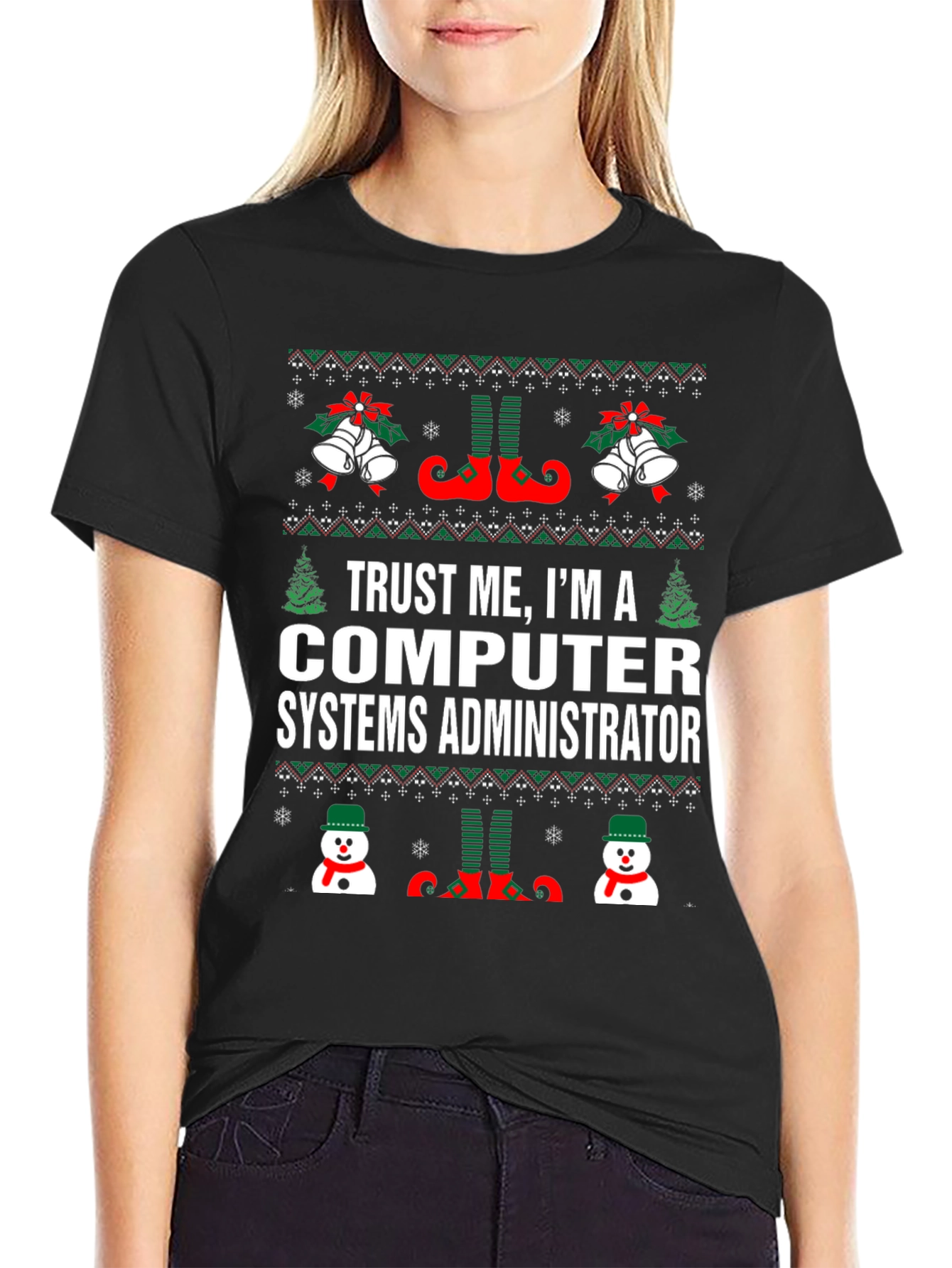 Computer Systems Administrator Ugly Christmas T-Shirt