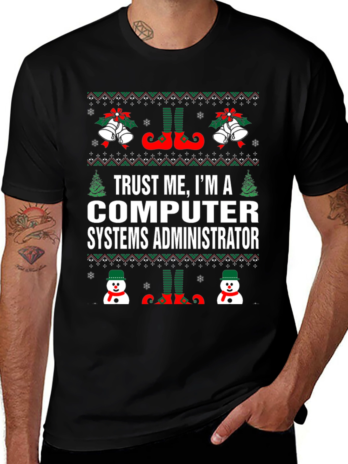 Computer Systems Administrator Ugly Christmas T-Shirt