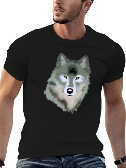 Wolf Graphic Print Black T-Shirt for Men