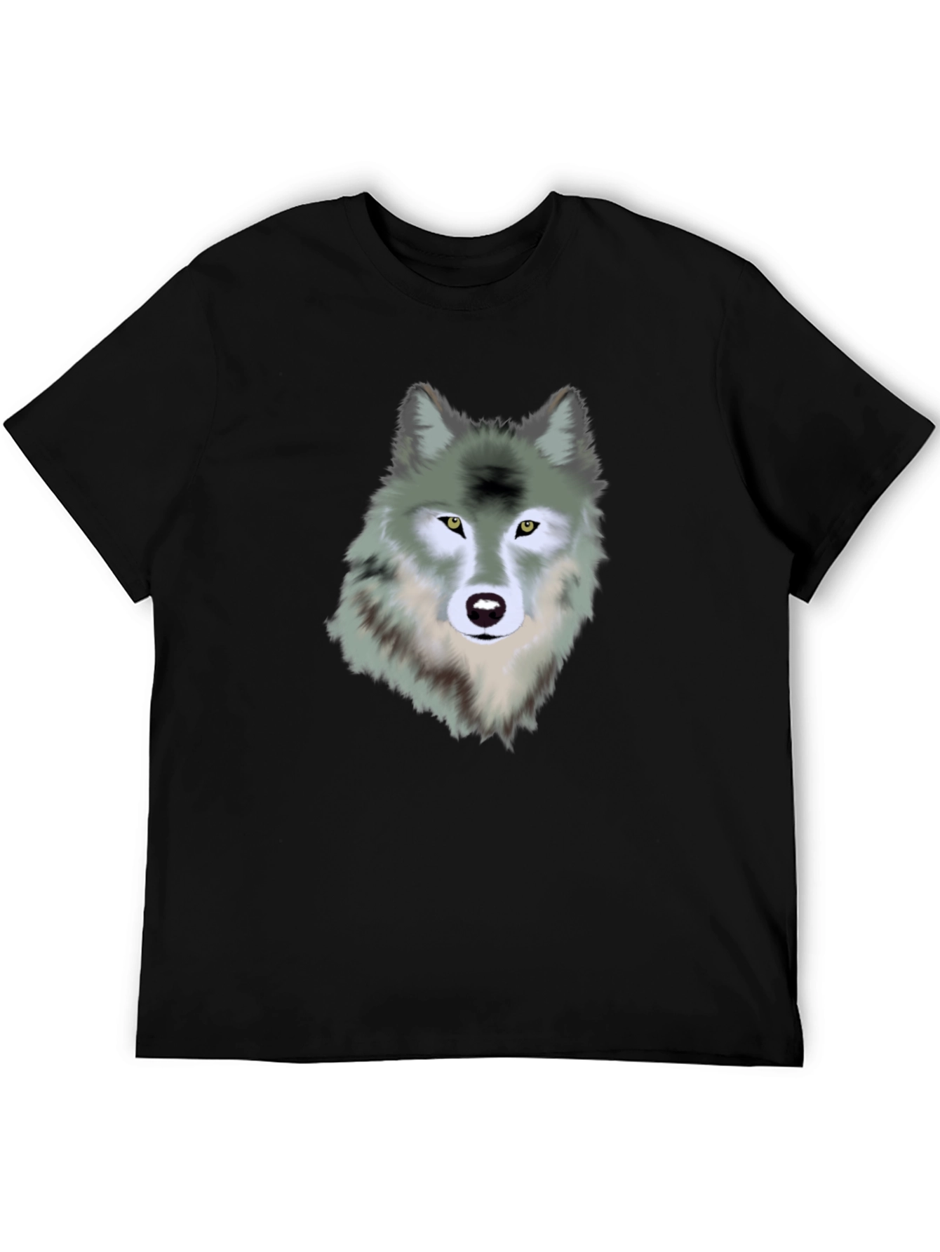Wolf Graphic Print Black T-Shirt for Men