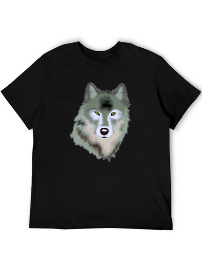 Wolf Graphic Print Black T-Shirt for Men
