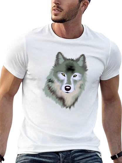 Wolf Graphic Print Black T-Shirt for Men
