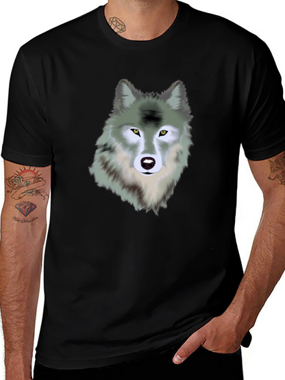 Wolf Graphic Print Black T-Shirt for Men