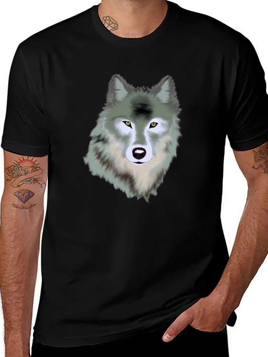 Wolf Graphic Print Black T-Shirt for Men