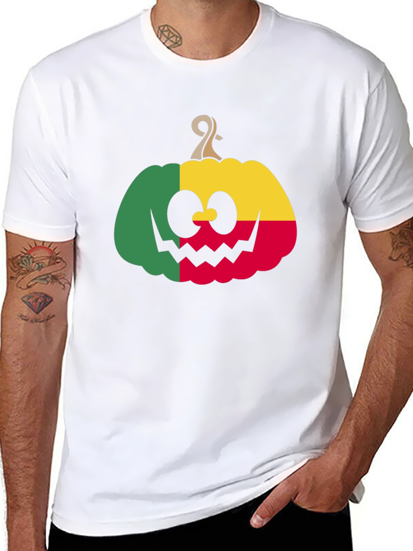 Benin Flag Pumpkin Halloween T-Shirt