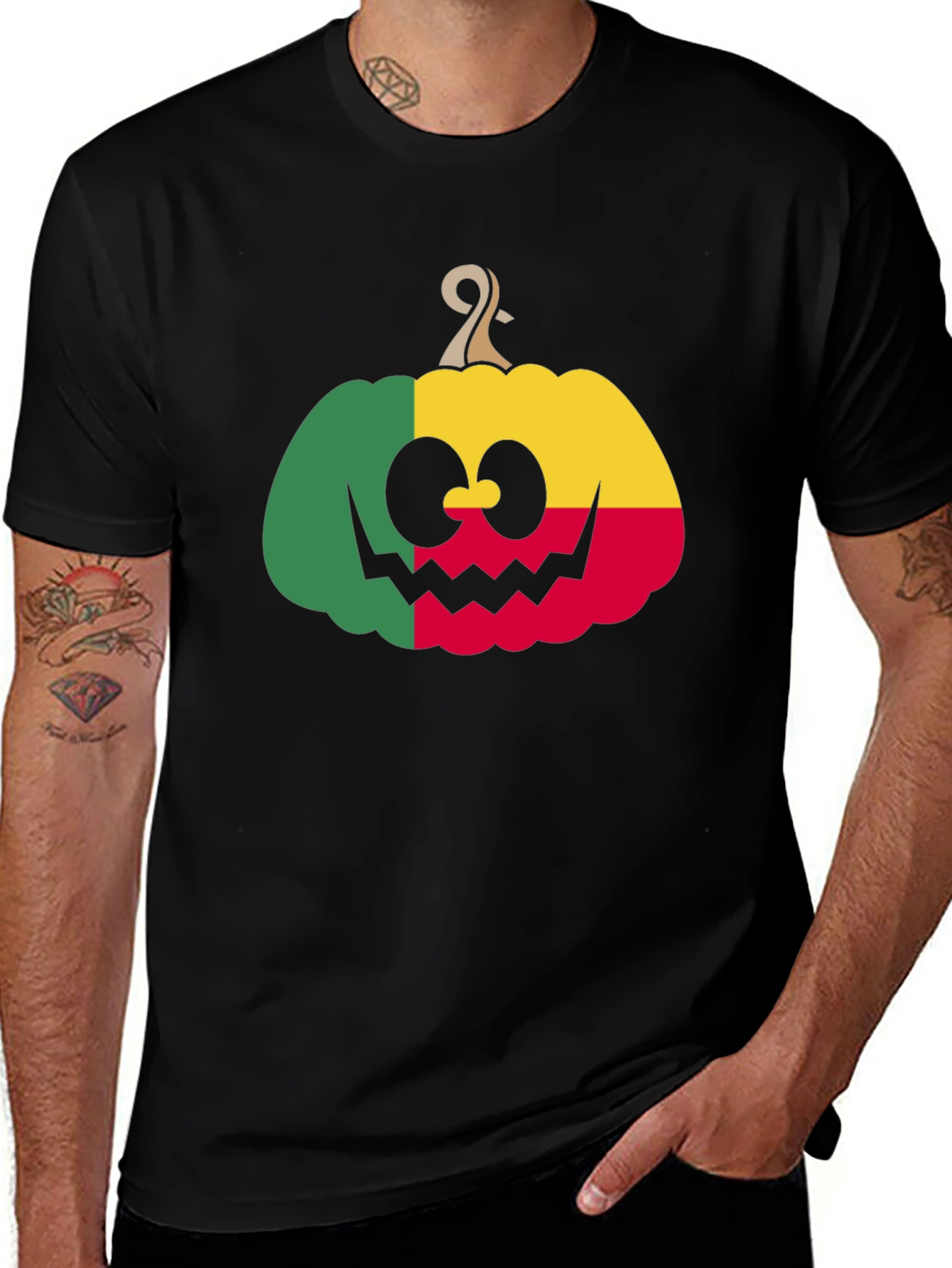 Benin Flag Pumpkin Halloween T-Shirt