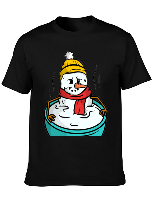 Melting Snowman Graphic Tee - Unisex Black T-Shirt