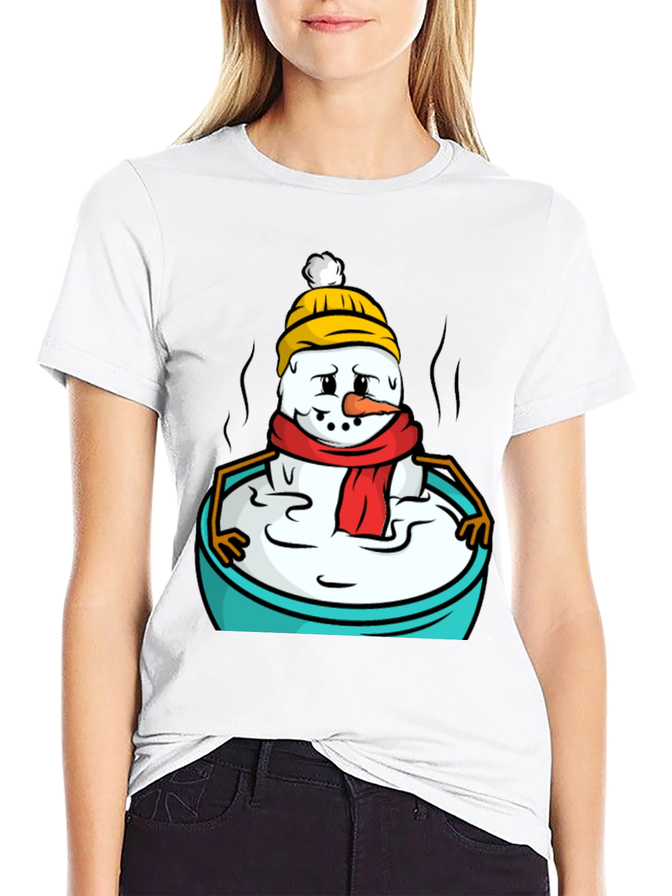 Melting Snowman Graphic Tee - Unisex Black T-Shirt