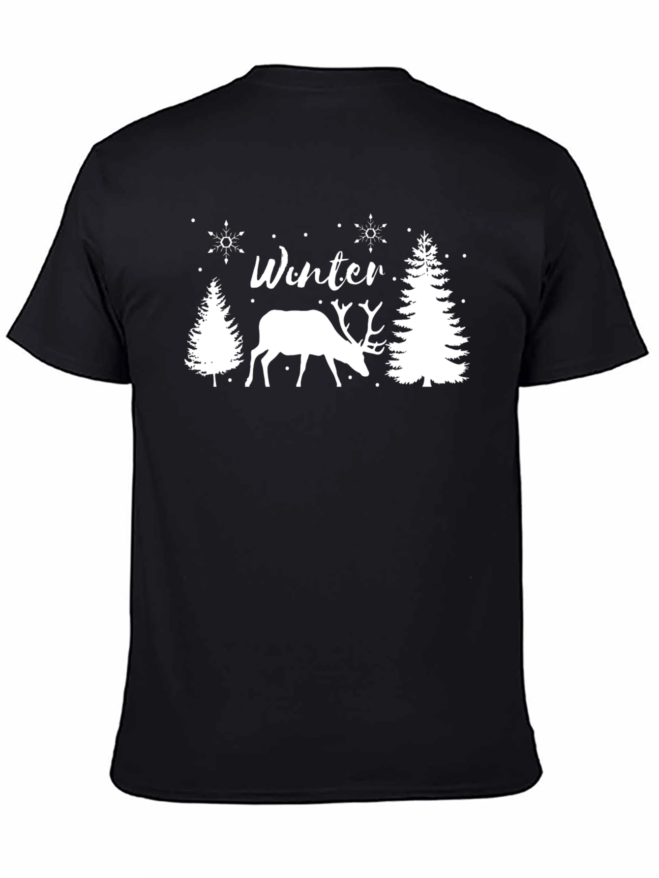 Winter Deer Graphic Tee - Black