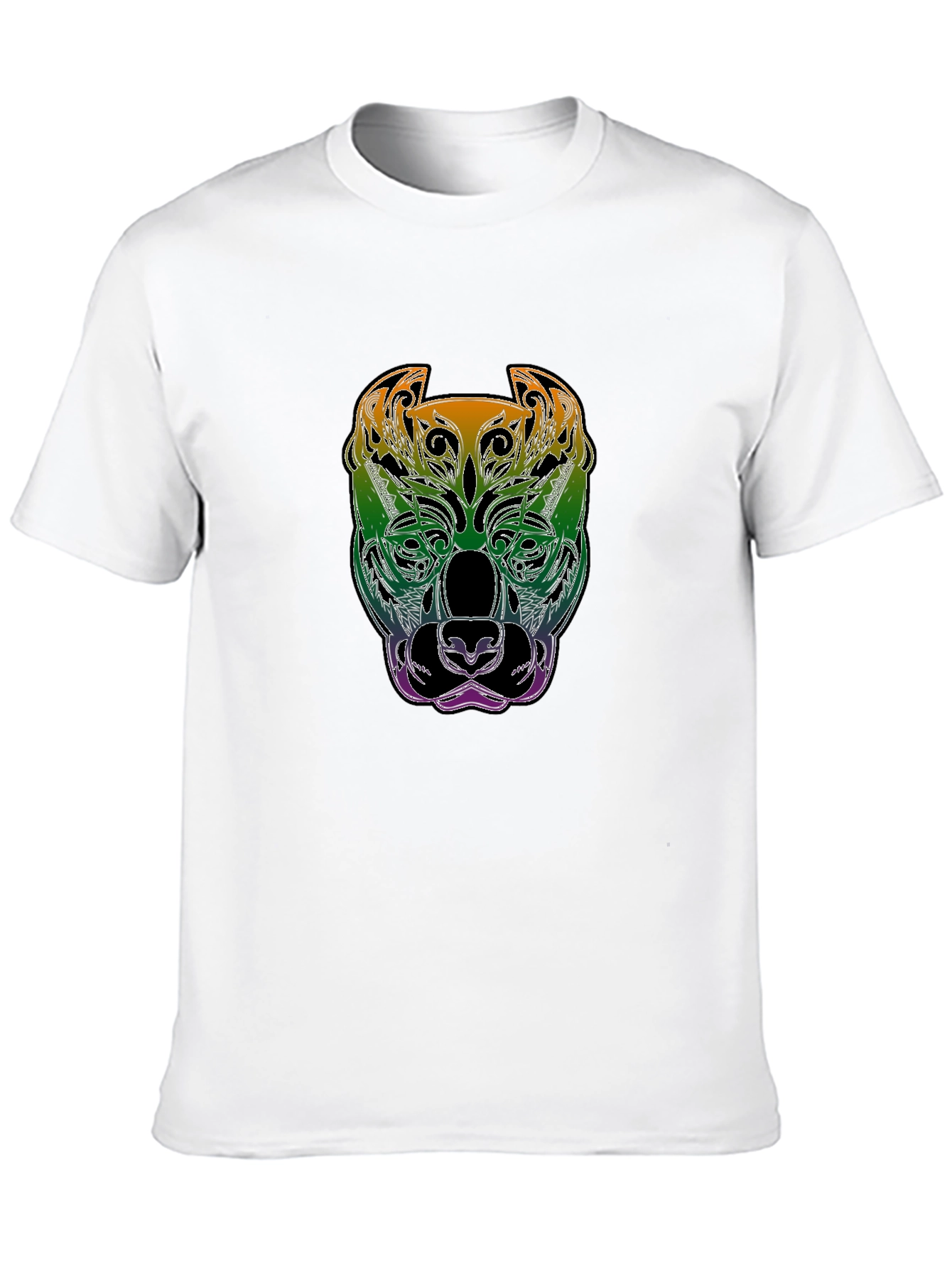 Rainbow Pitbull Graphic Print Black T-Shirt