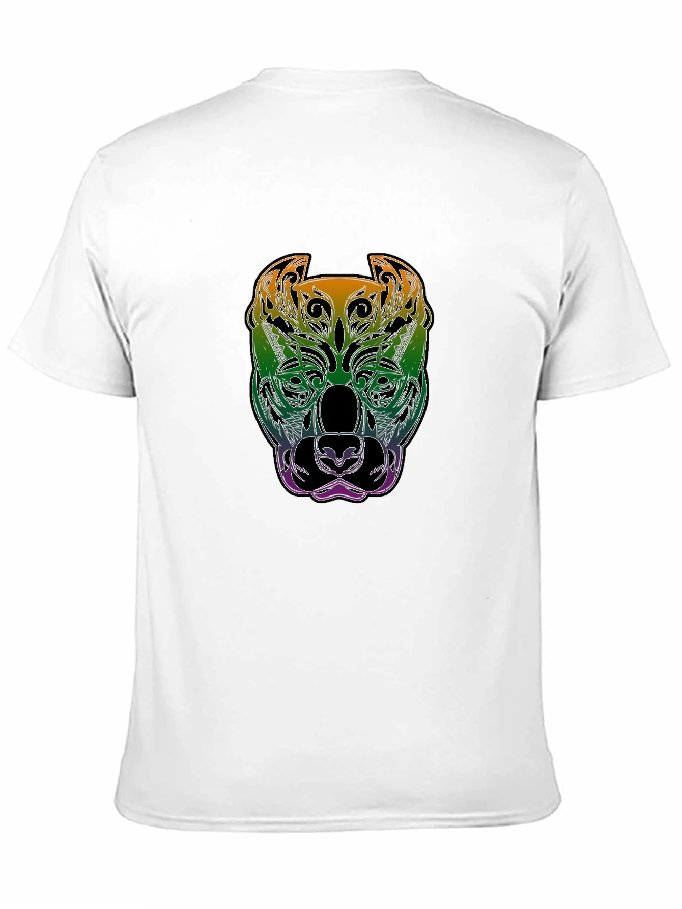 Rainbow Pitbull Graphic Print Black T-Shirt