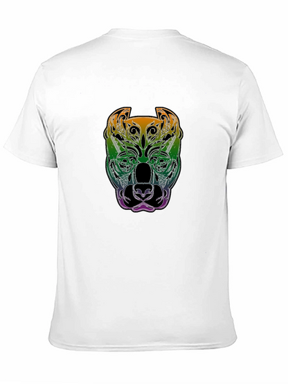 Rainbow Pitbull Graphic Print Black T-Shirt