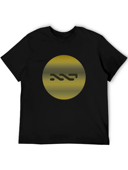 Gold Abstract Graphic Print Black T-Shirt