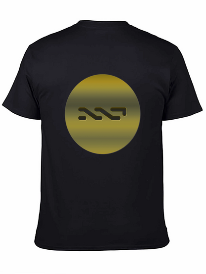 Gold Abstract Graphic Print Black T-Shirt