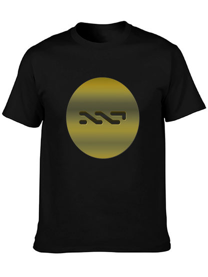 Gold Abstract Graphic Print Black T-Shirt