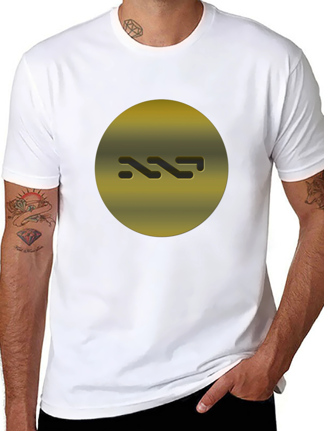 Gold Abstract Graphic Print Black T-Shirt