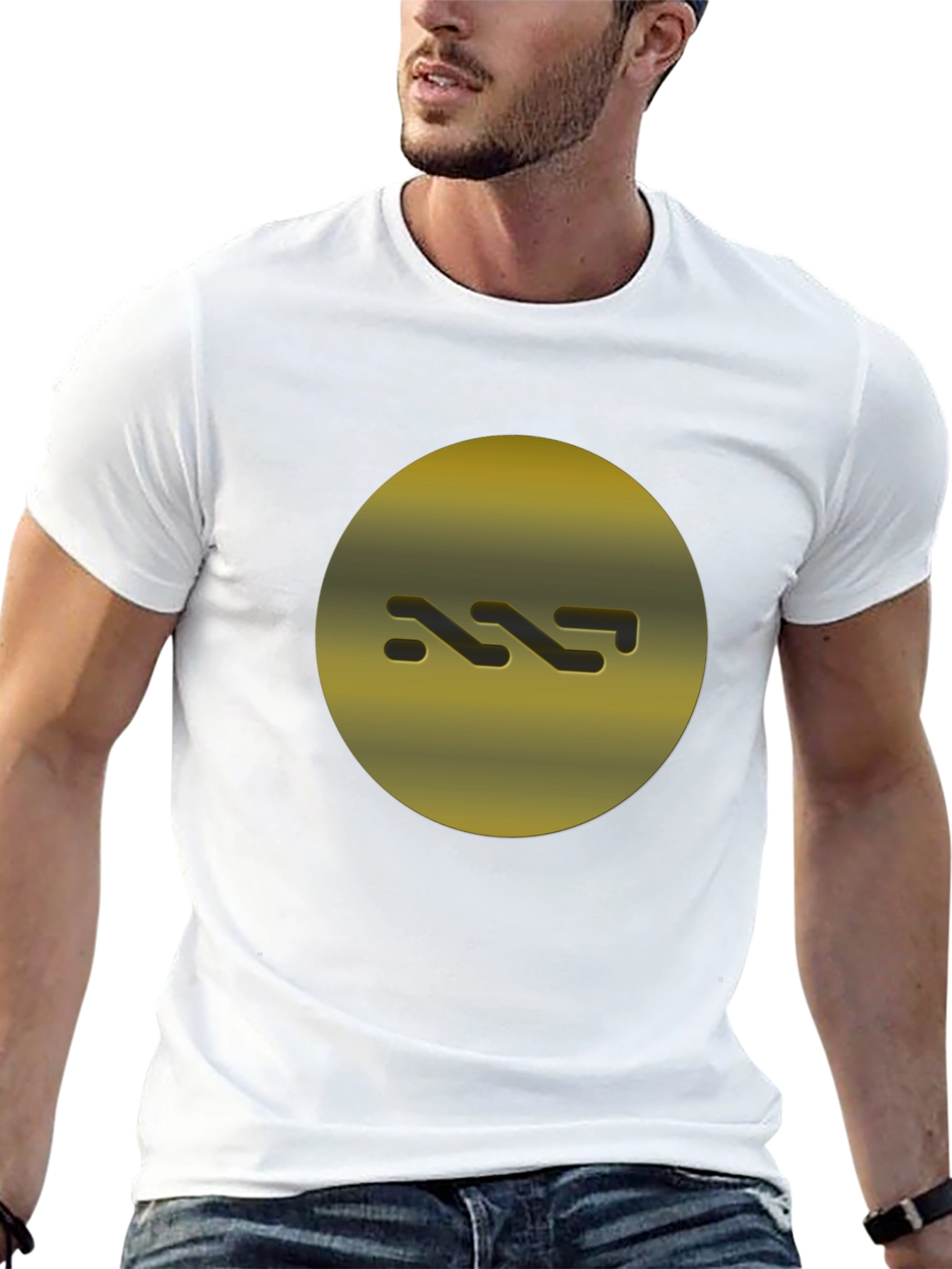 Gold Abstract Graphic Print Black T-Shirt