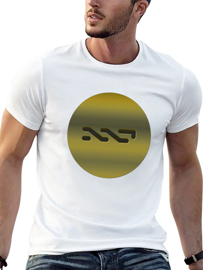 Gold Abstract Graphic Print Black T-Shirt