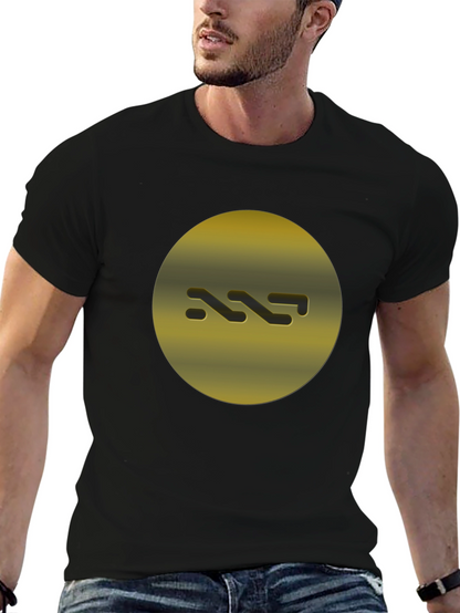 Gold Abstract Graphic Print Black T-Shirt