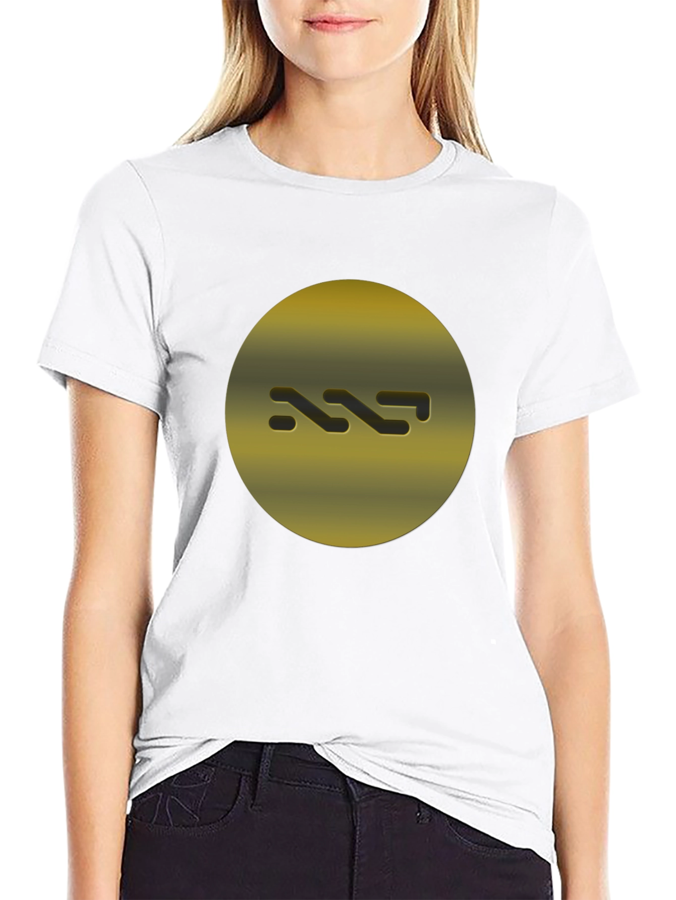 Gold Abstract Graphic Print Black T-Shirt