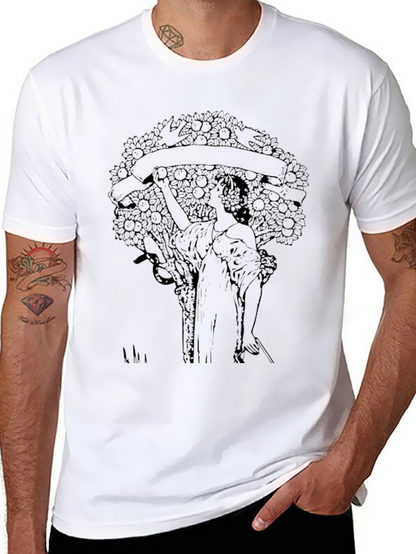 Art Nouveau Graphic T-Shirt - Stylish Black Tee