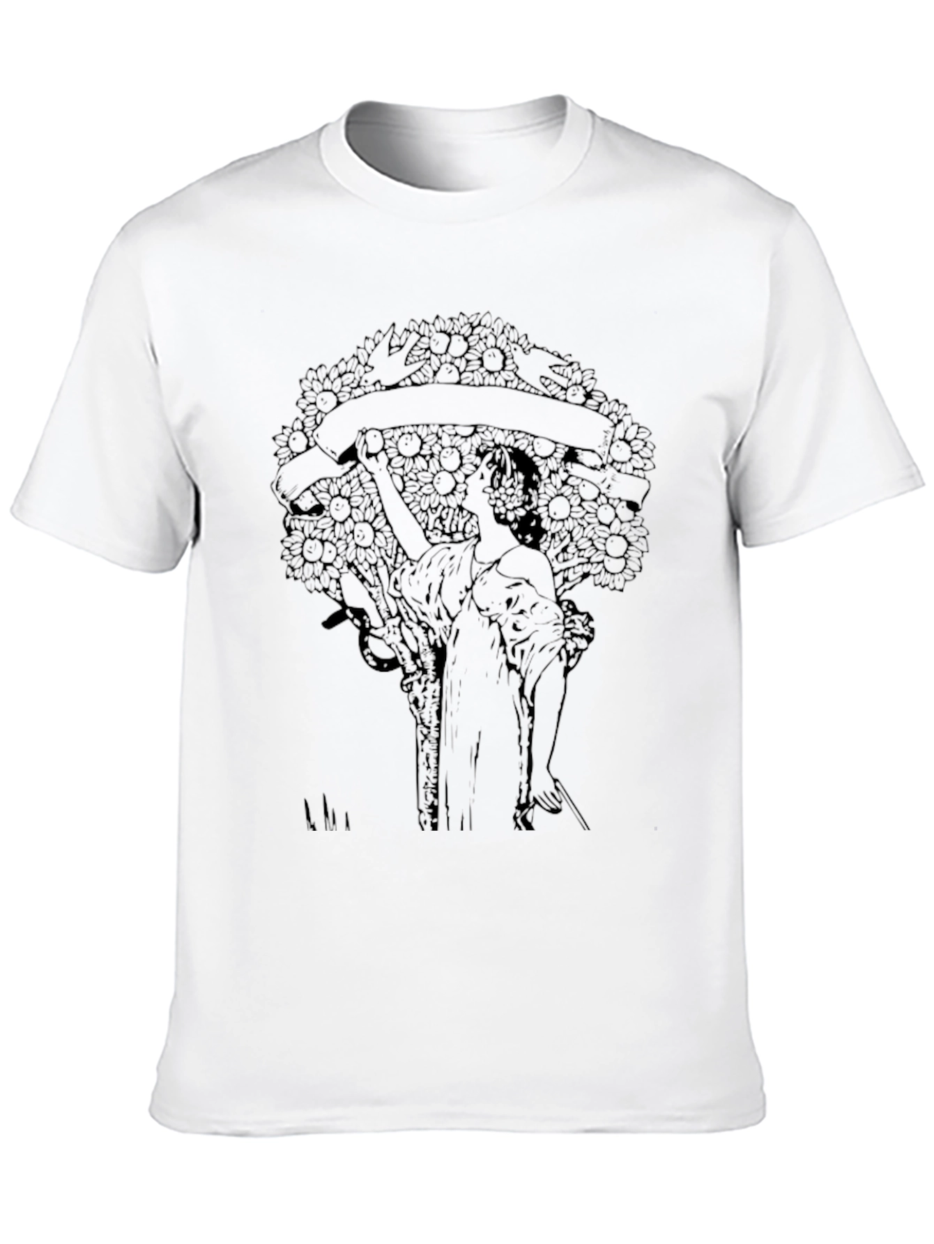Art Nouveau Graphic T-Shirt - Stylish Black Tee