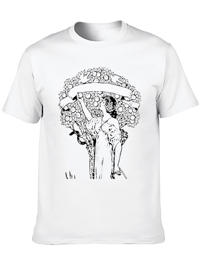 Art Nouveau Graphic T-Shirt - Stylish Black Tee