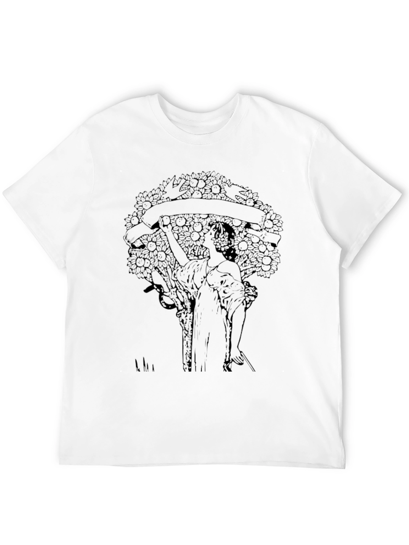Art Nouveau Graphic T-Shirt - Stylish Black Tee