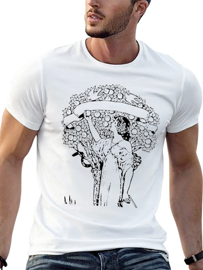 Art Nouveau Graphic T-Shirt - Stylish Black Tee