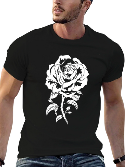 Black Rose Graphic T-Shirt - Stylish Floral Tee