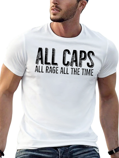 All Caps All Rage T-Shirt - Black Graphic Tee