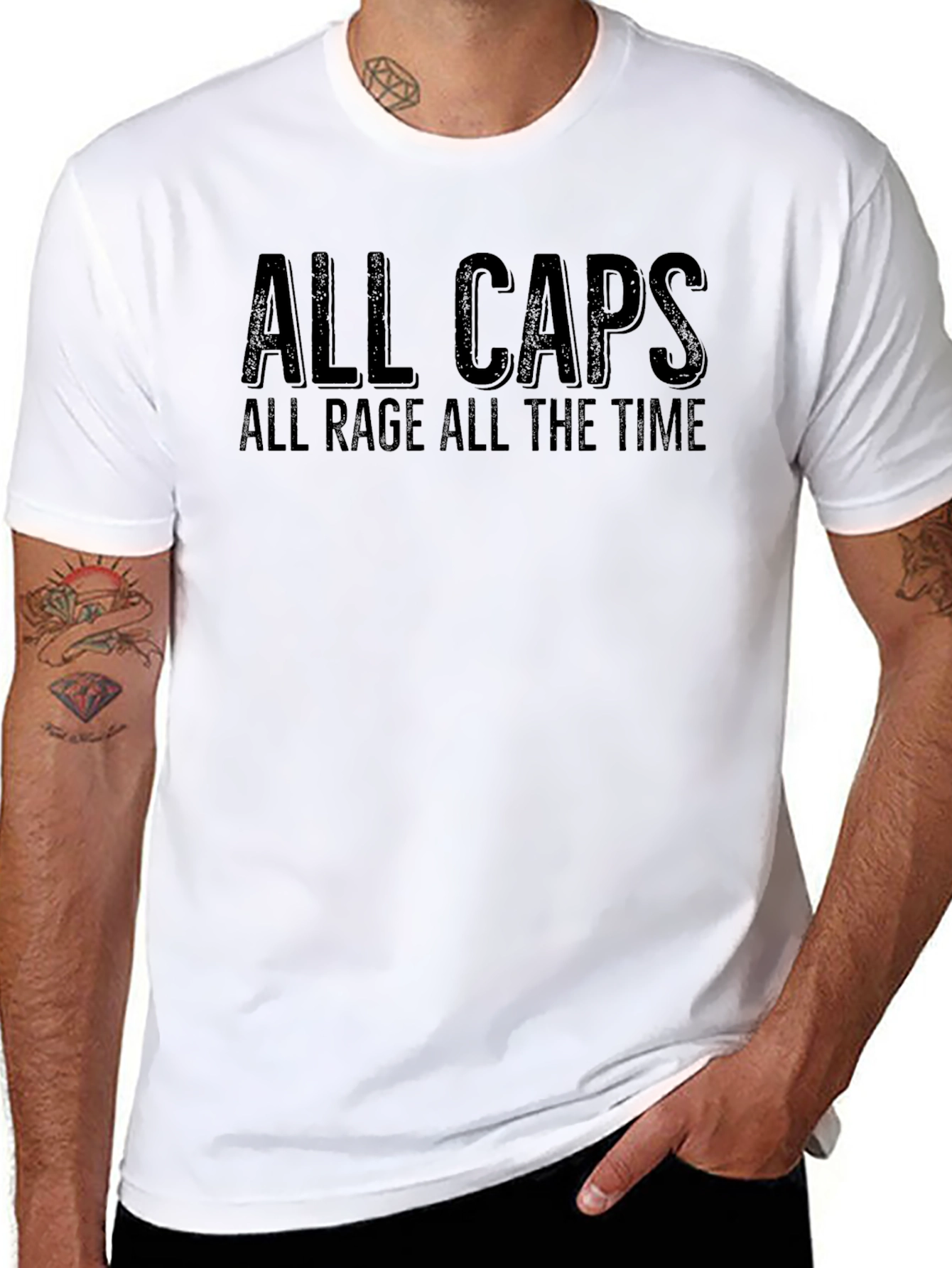 All Caps All Rage T-Shirt - Black Graphic Tee