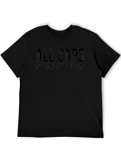 All Caps All Rage T-Shirt - Black Graphic Tee