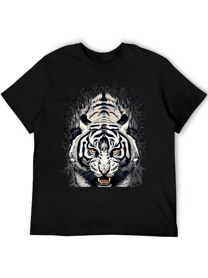 Tiger Graphic Print Crew Neck T-Shirt