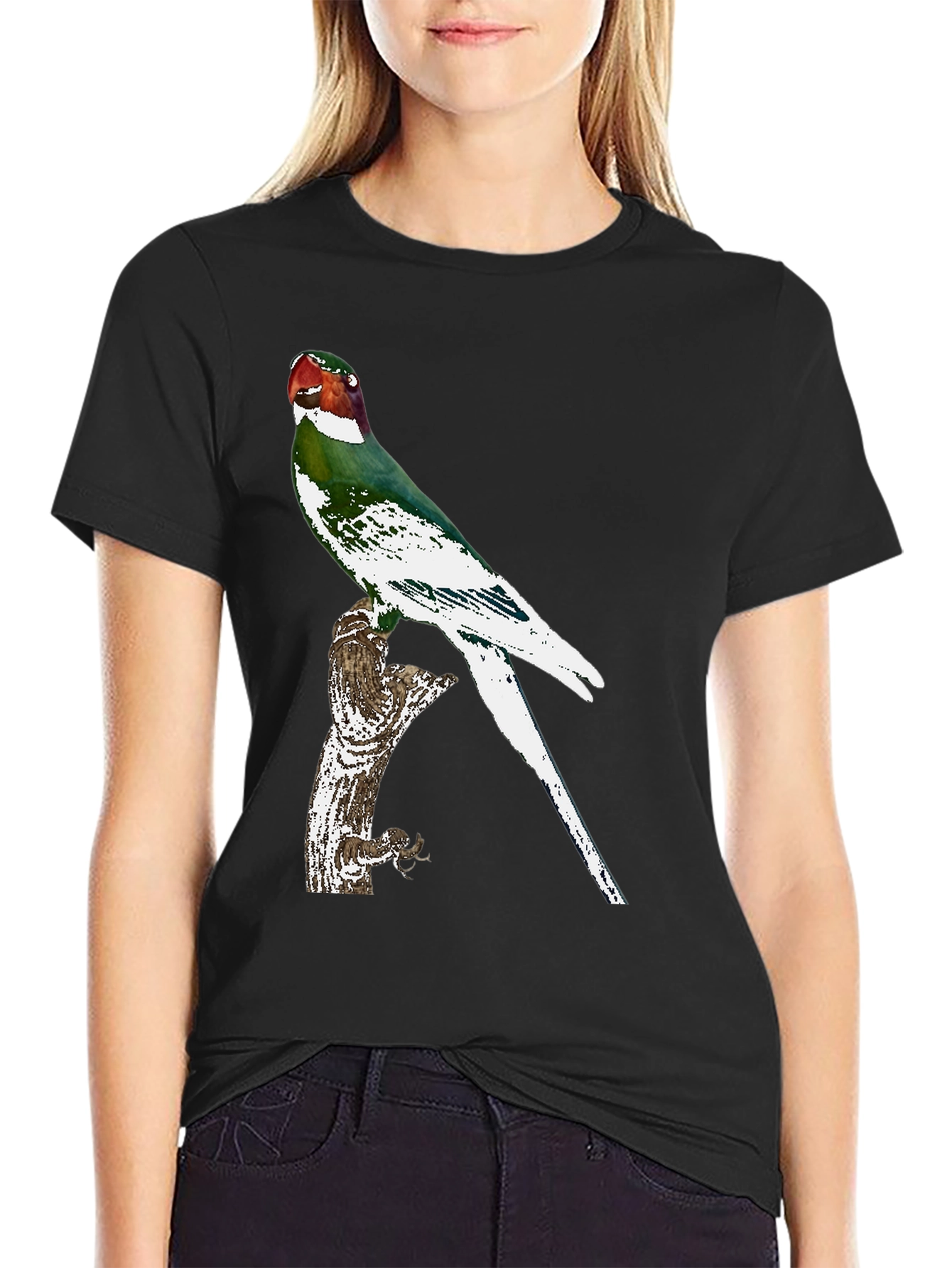 Parrot Graphic Tee - Black Cotton T-Shirt