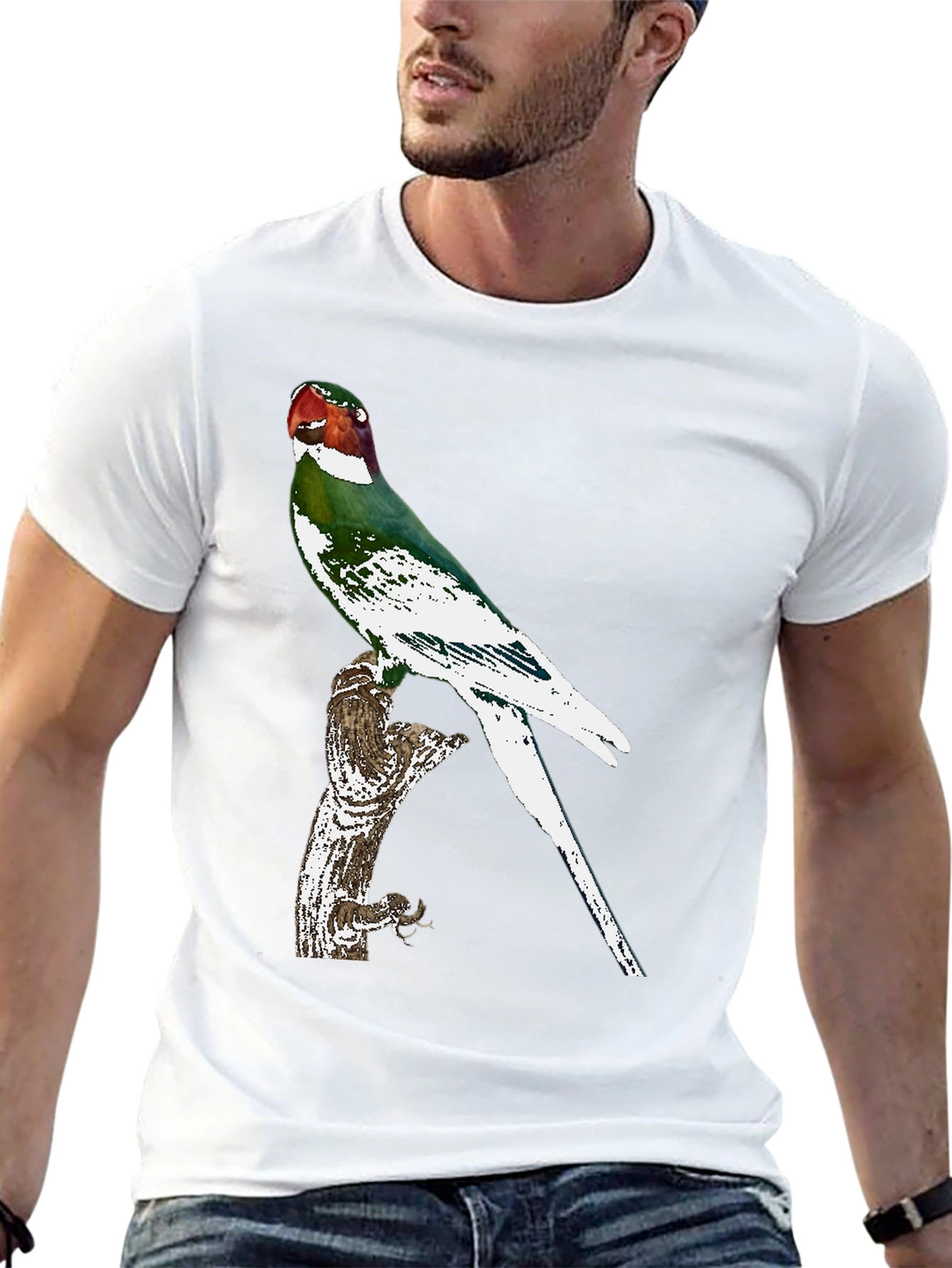 Parrot Graphic Tee - Black Cotton T-Shirt