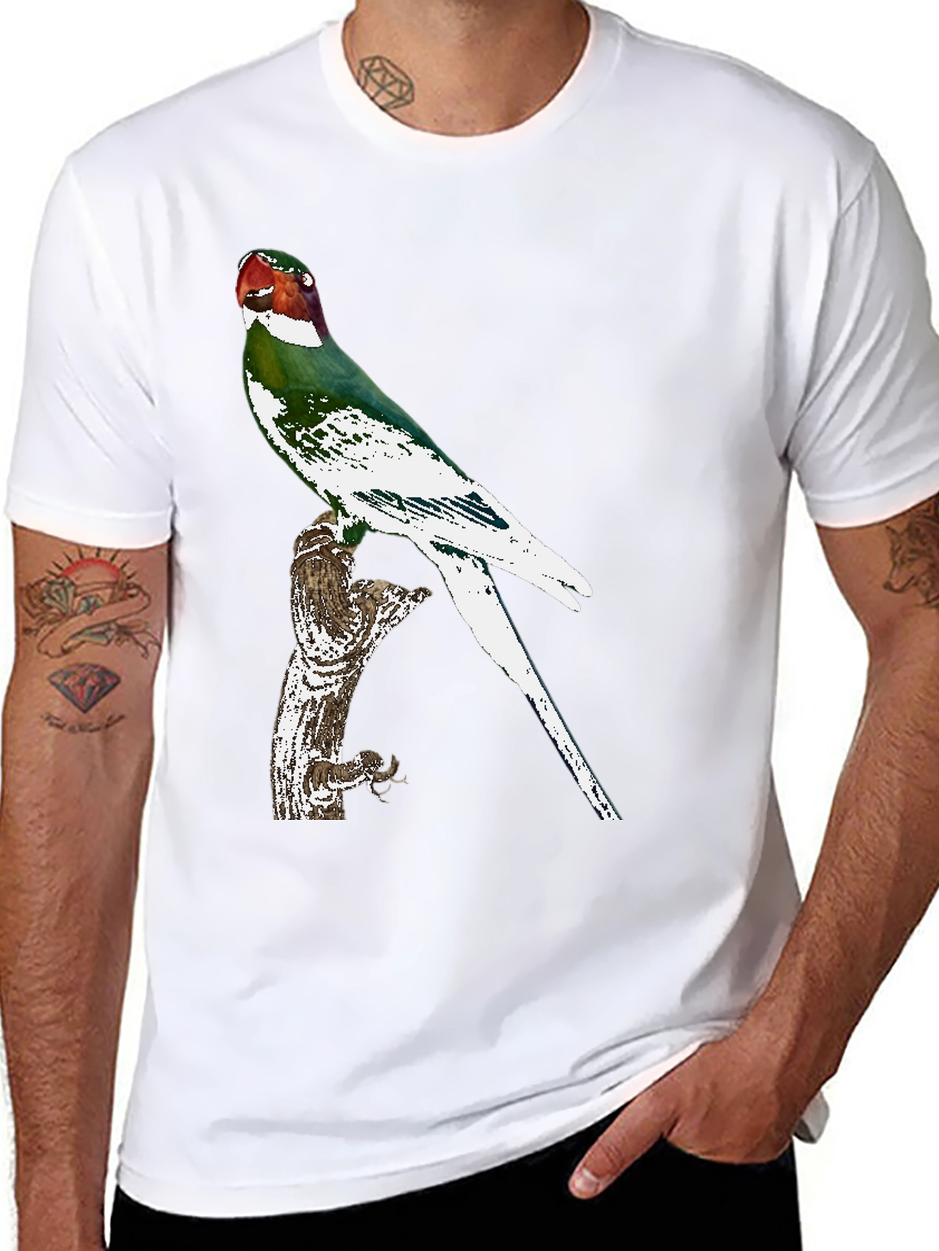 Parrot Graphic Tee - Black Cotton T-Shirt