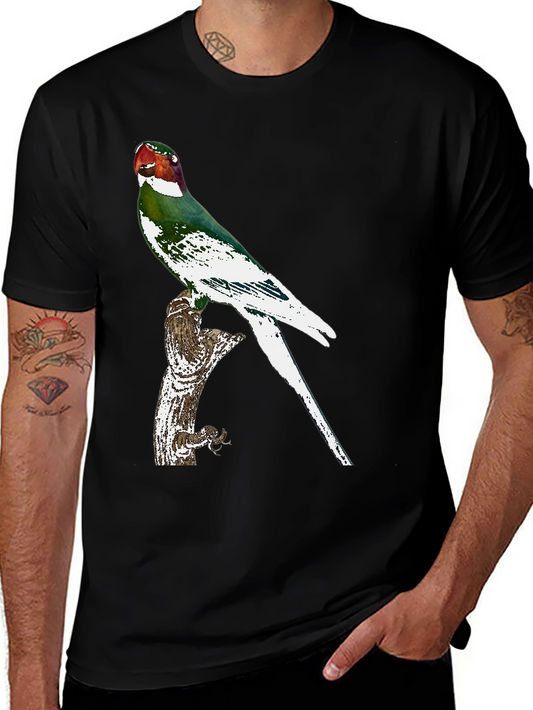 Parrot Graphic Tee - Black Cotton T-Shirt