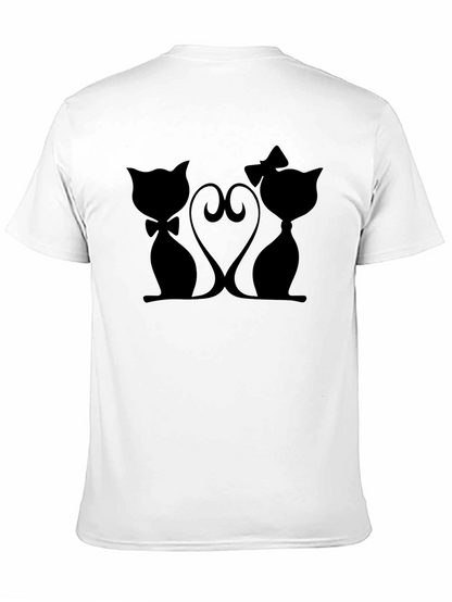 Cute Cats in Love Graphic Tee - Black