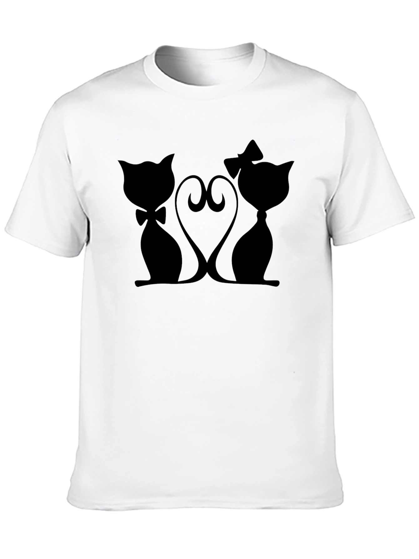 Cute Cats in Love Graphic Tee - Black